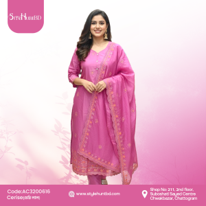 Cerise 3 piece dress made from breathable cotton fabric, modest and stylish design, perfect for festive occasions, office wear, and daily use.