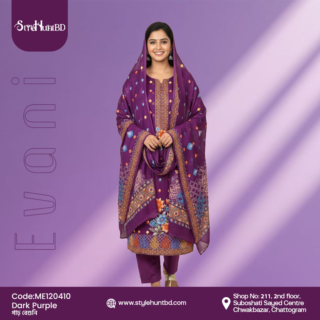 Dark Purple Dark Purple Evani women’s 3-piece dress, modest and stylish, breathable fabric