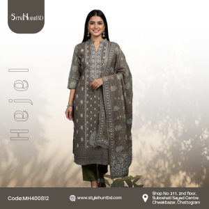 Hejel cotton 3 piece dress in ash graphite grey with breathable fabric and modest design