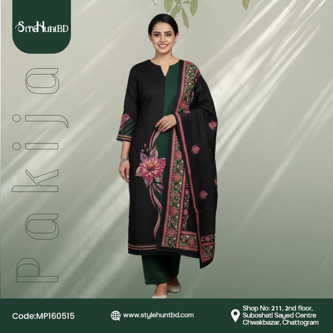 Black & Olive Pakija cotton fabric Black & Olive MP160515, soft and breathable dress material