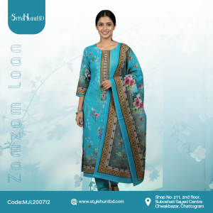 Jam Jam Loan blue 3 piece dress made from breathable cotton fabric with a simple and elegant design.