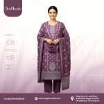 Deep Plum Purple cotton 3 piece dress with a modest and elegant design