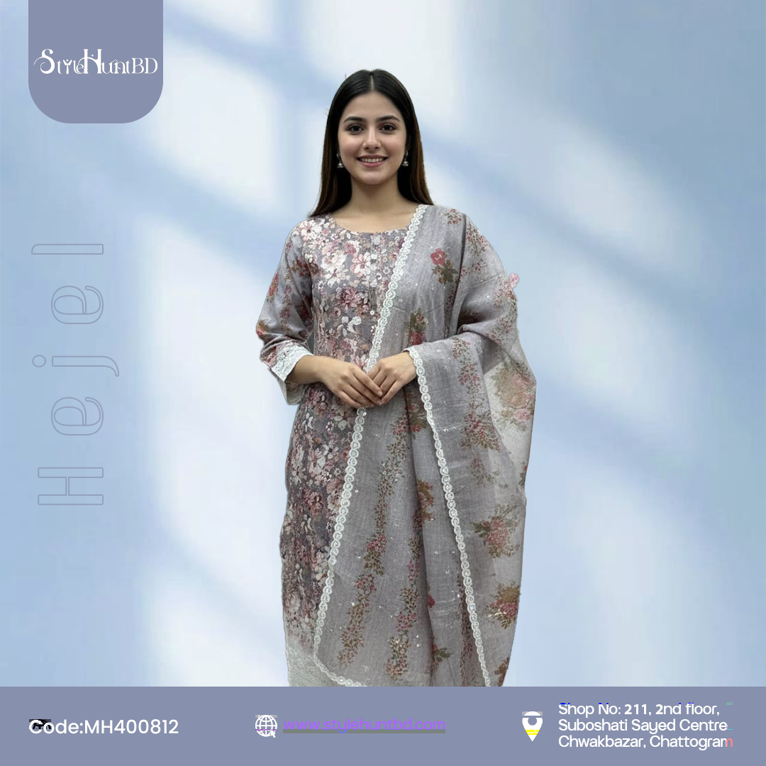 Misty Grey Beige Misty Grey Beige cotton 3-piece dress with comfortable and simple design