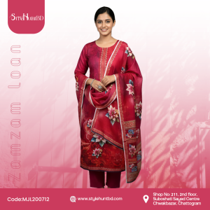 Jam Jam Loan burgundy red 3 piece cotton dress with breathable fabric and simple elegant design.