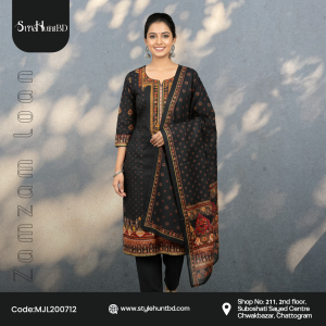 Jam Jam Loan charcoal black 3 piece cotton dress made from breathable cotton fabric with a simple elegant design.