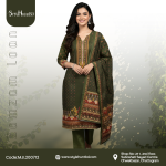 Jam Jam Loan dark olive 3 piece cotton dress made from breathable cotton fabric with a simple and modest design.