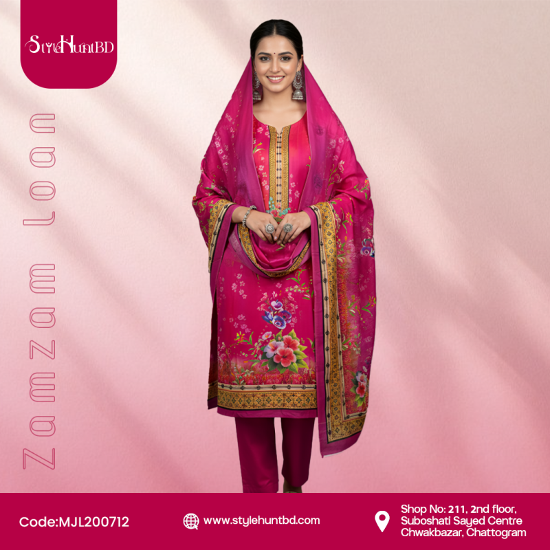 Jam Jam deep rose 3 piece cotton dress made from breathable cotton fabric with a simple and modest design.