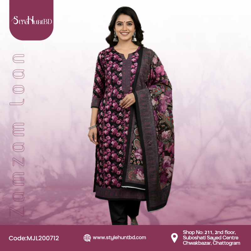 Jam Jam Loan wine berry 3 piece cotton dress made from breathable cotton fabric with a simple and modest design.